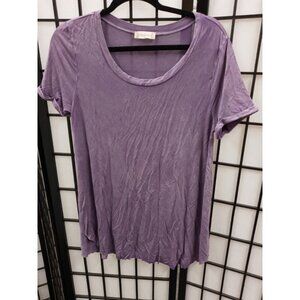 Attard State Scoop Neck Short Sleeve Pullover Basic Tee T-Shirt Violet Size S